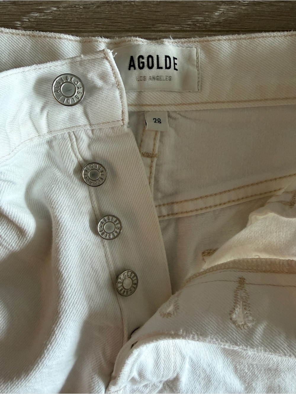 Agolde White High-Rise Frayed Hem Jean Shorts - Picture 7 of 10
